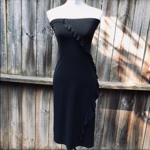 PARALLEL Black Strapless Ruffle Body-con Dress S - Picture 7 of 7